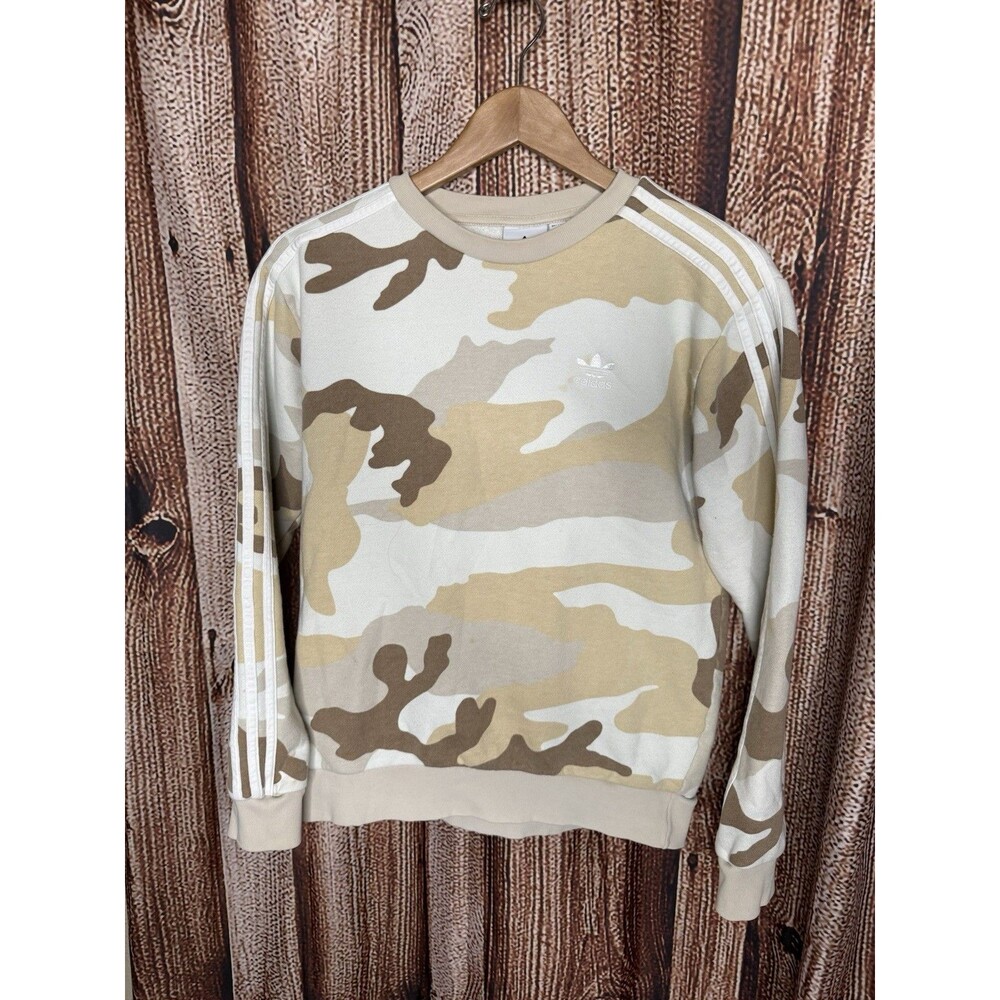 Adidas Mens Brown Camo Long Sleeve Pullover Sweatshirt Size Small Athletic